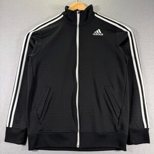 Adidas ClimaLite‎ Track Jacket Full Zip Black White Stripes Mens Medium